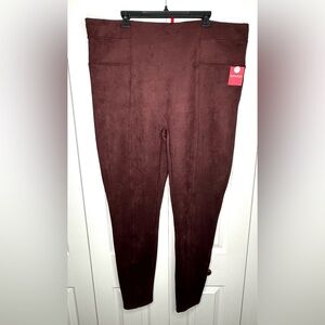 NWT - SPANX 3x Tall - Dark Terracotta Faux Suede Pants